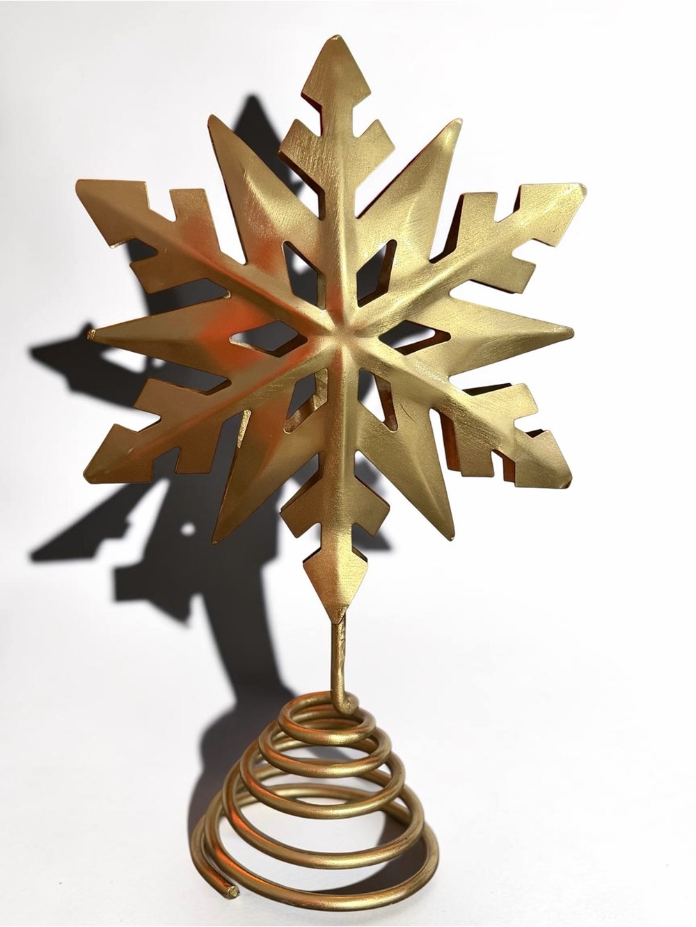 Gold Metal Snowflake Tree Topper - Elegant Decorative Holiday Accent